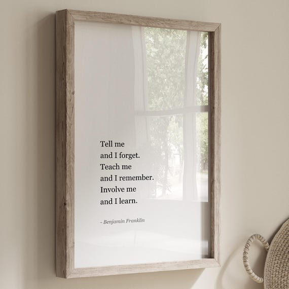 I Learn Benjamin Franklin Quote Wall Art Boho Trendy Inspirational And Motivational Poster Office Decor Gift