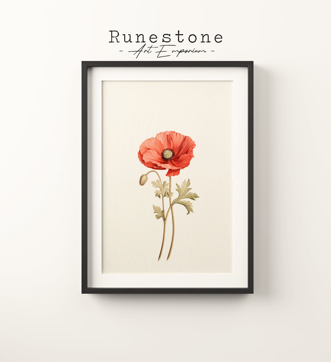 Vintage Poppy Flowers Sketch Floral Boho Wall Art Botanical Minimalist Bohemian Hand Drawn Print