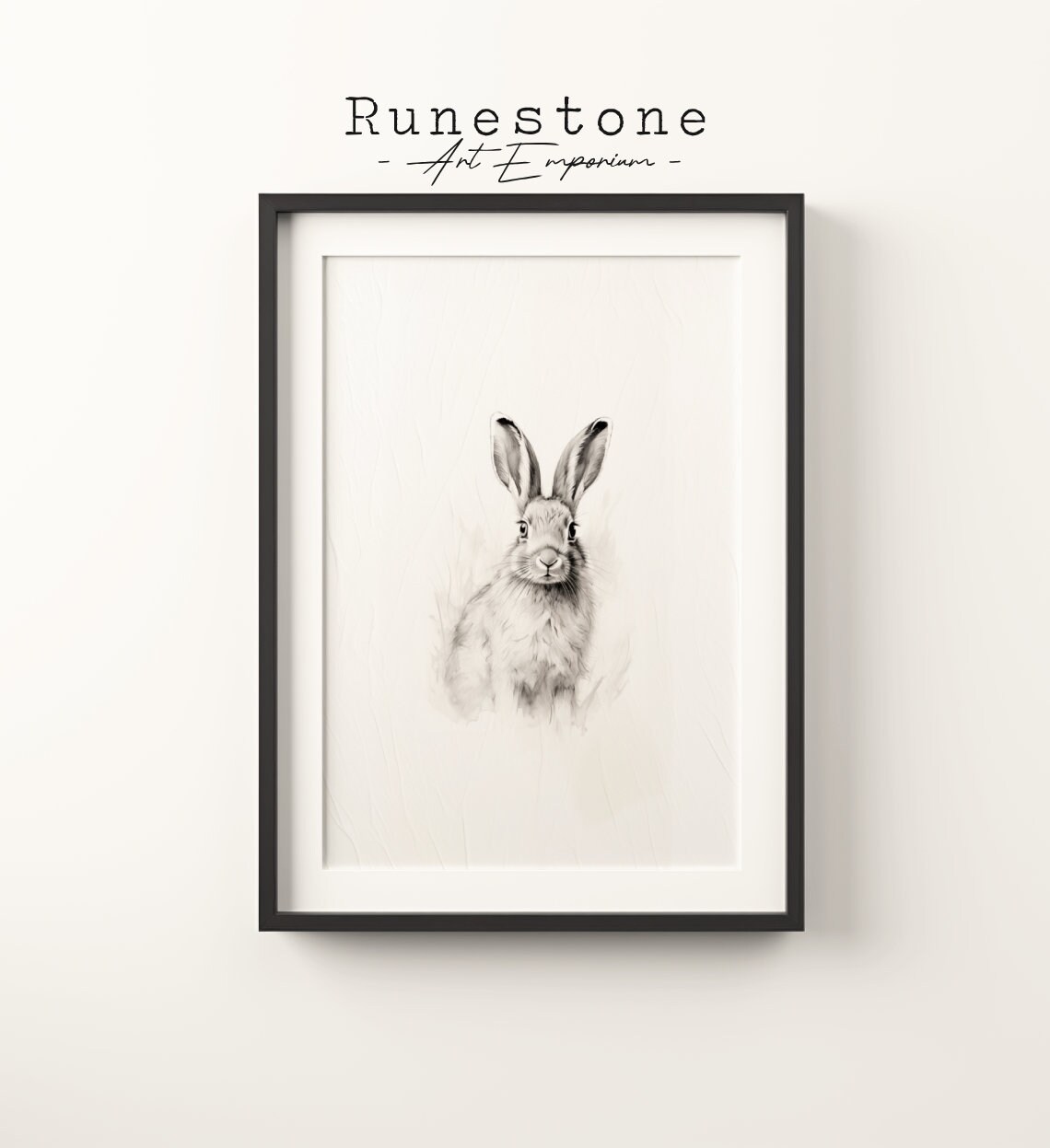 Sweet Minimalist Rabbit Pencil Sketch Cute Bunny Line Art Poster