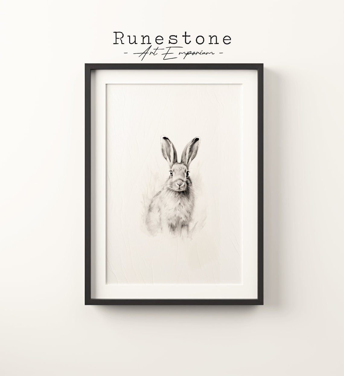 Vintage Rabbit Sketch Print Easter Wall Art Minimalist Antique Animal Drawing Spring Etching