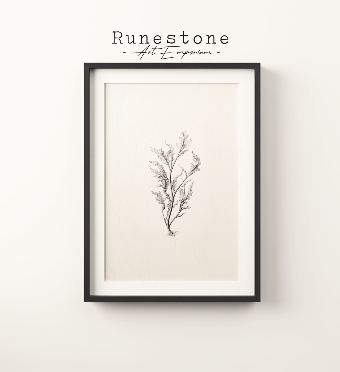 Seaweed Sketch Print Boho Tropical Wall Art Minimal Portrait Pencil Drawing Decor Neutral