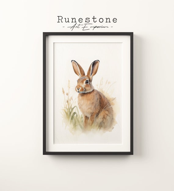 Vintage Bunny Rabbit Sketch Print Easter Boho Wall Art Minimalist Bohemian Hand Drawn
