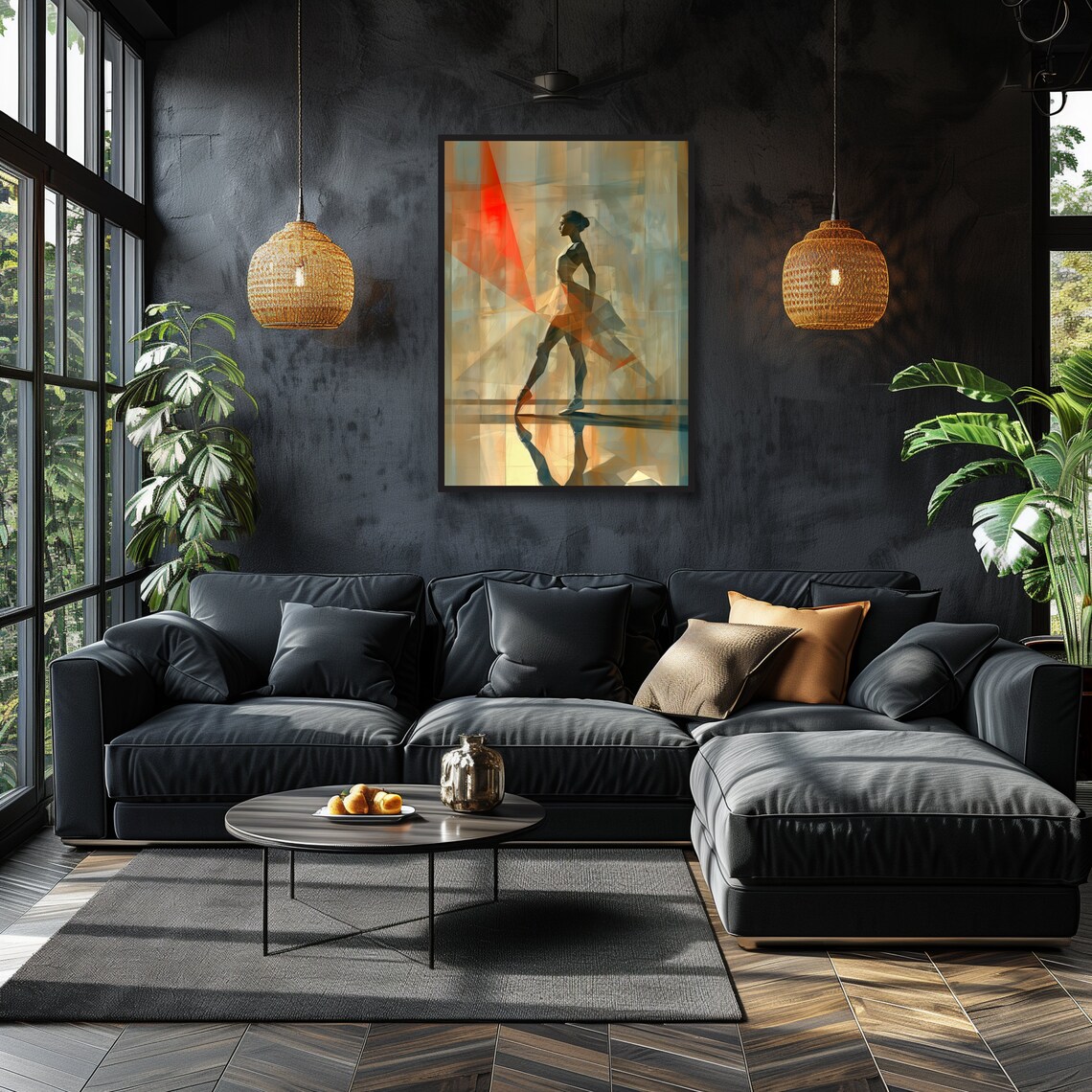 Abstract Ballet Dancer, Modern Geometric Art Print - Image 2