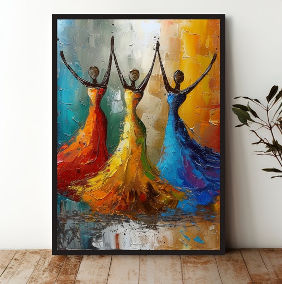 Vibrant Abstract Dance Art Colorful Modern Wall Decor For Home Celebration Painting Unframed Fine Art Print