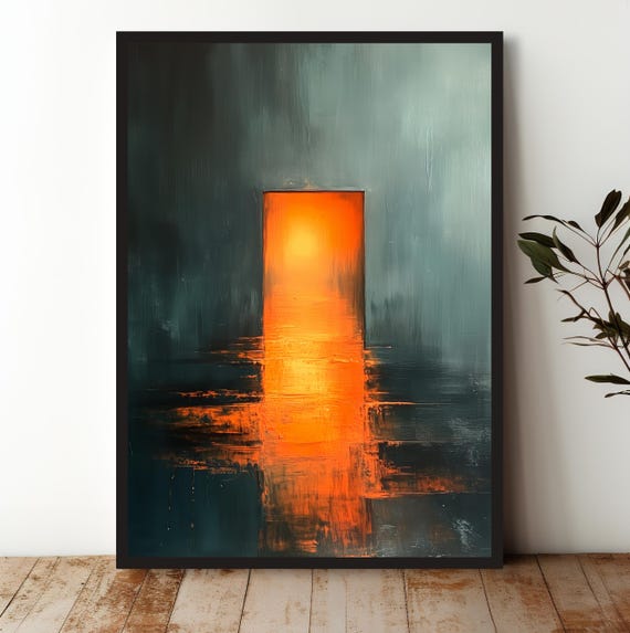 Moody Abstract Art Print Modern Minimalist Wall Decor For Home Office Unframed Warm Light Portal Design Multiple Sizes Available