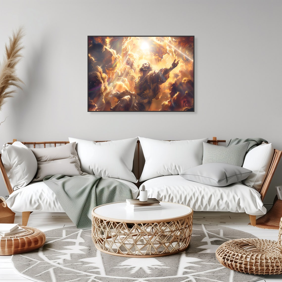 Divine Ascension Radiant Clouds Heavenly Christian Art Poster - Image 2