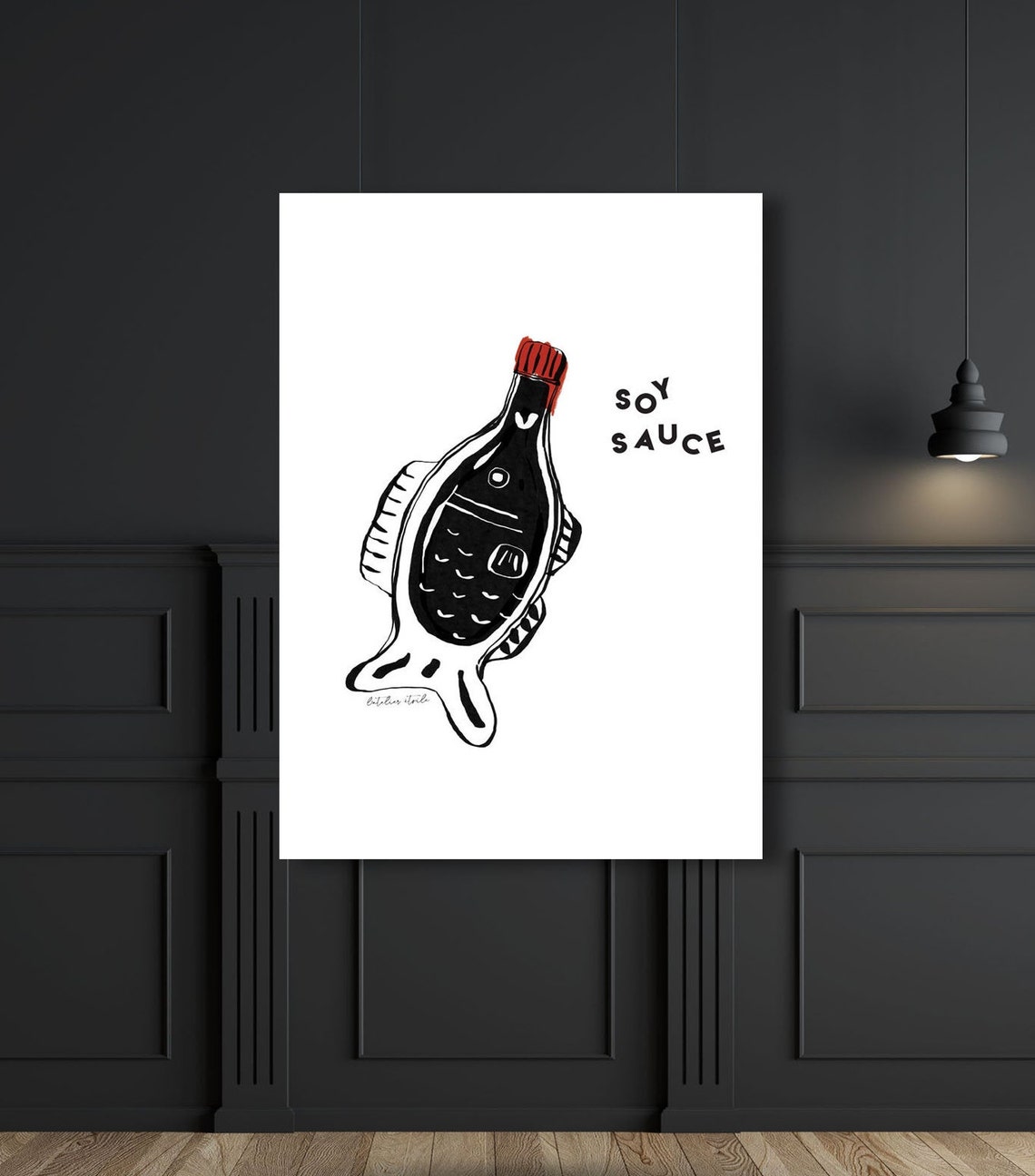 Soy Sauce Fish Bottle Japanese Condiment Kitchen Illustration Poster - Image 3