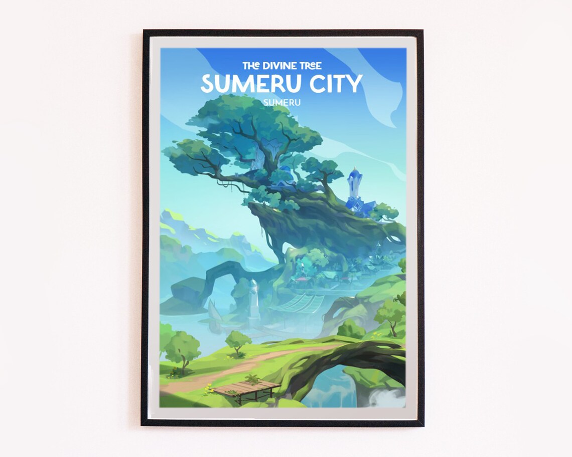 Sumeru City Travel Poster, Place-Inspired Wall Art Print