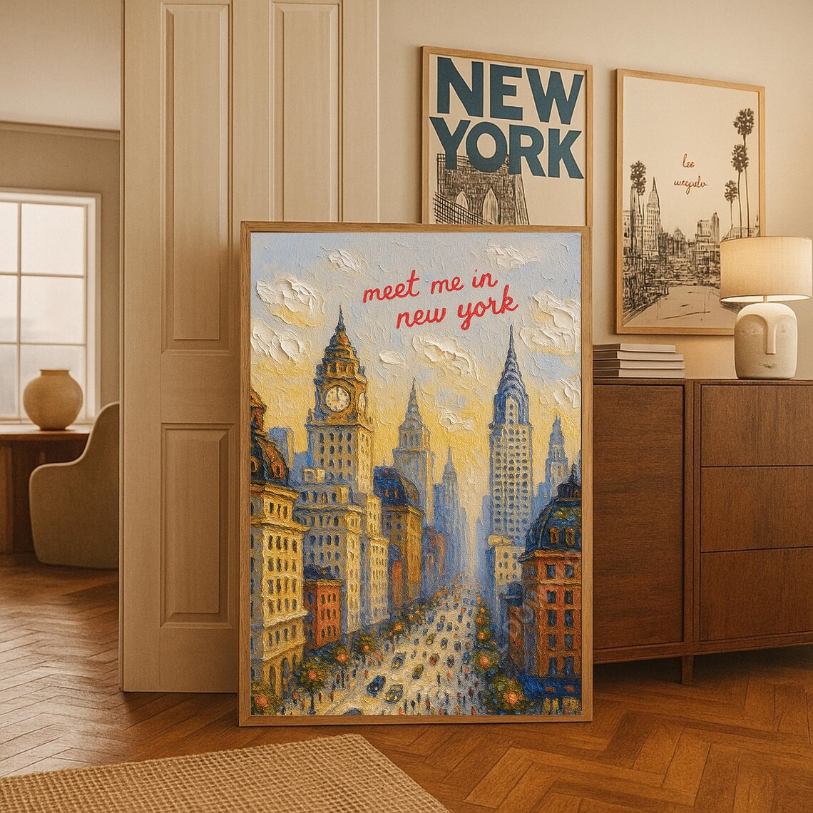 Retro New York City Travel Poster, Vintage Wall Art