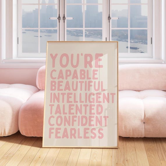 You Are Affirmation Print Wall Art Self Love Cute Pink Poster Amazing Dorm Room Decor For Kids