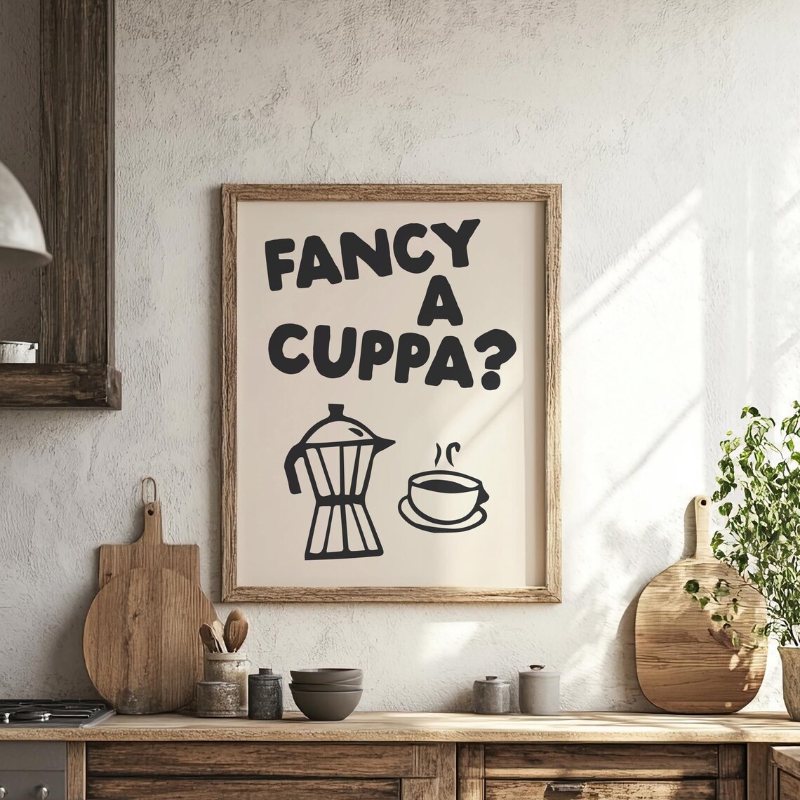 Fancy A Cuppa Coffee Retro Kitchen Art Print