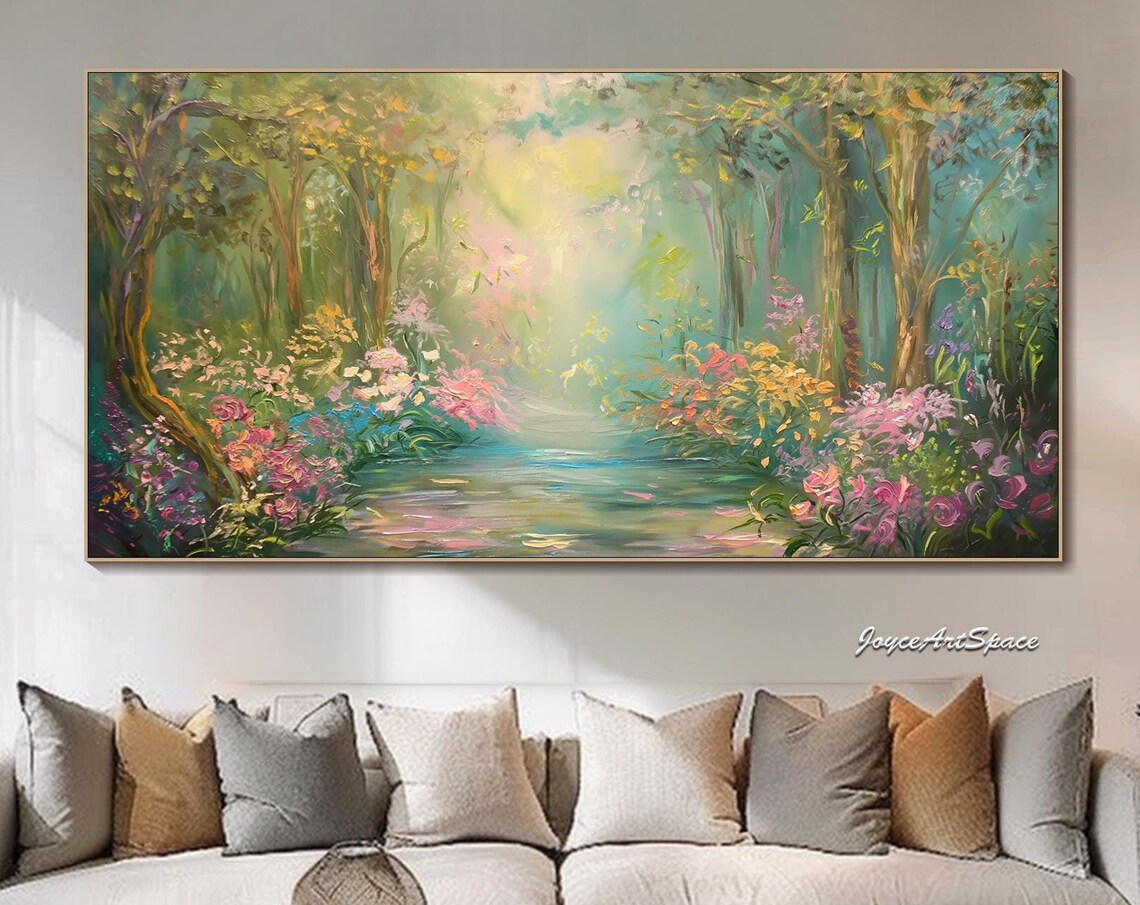 Abstract Forest Oil Painting, Textured Wall Art