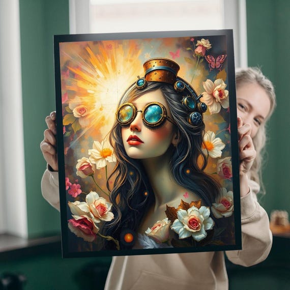 Steampunk Woman Vintage Art Print, Gift