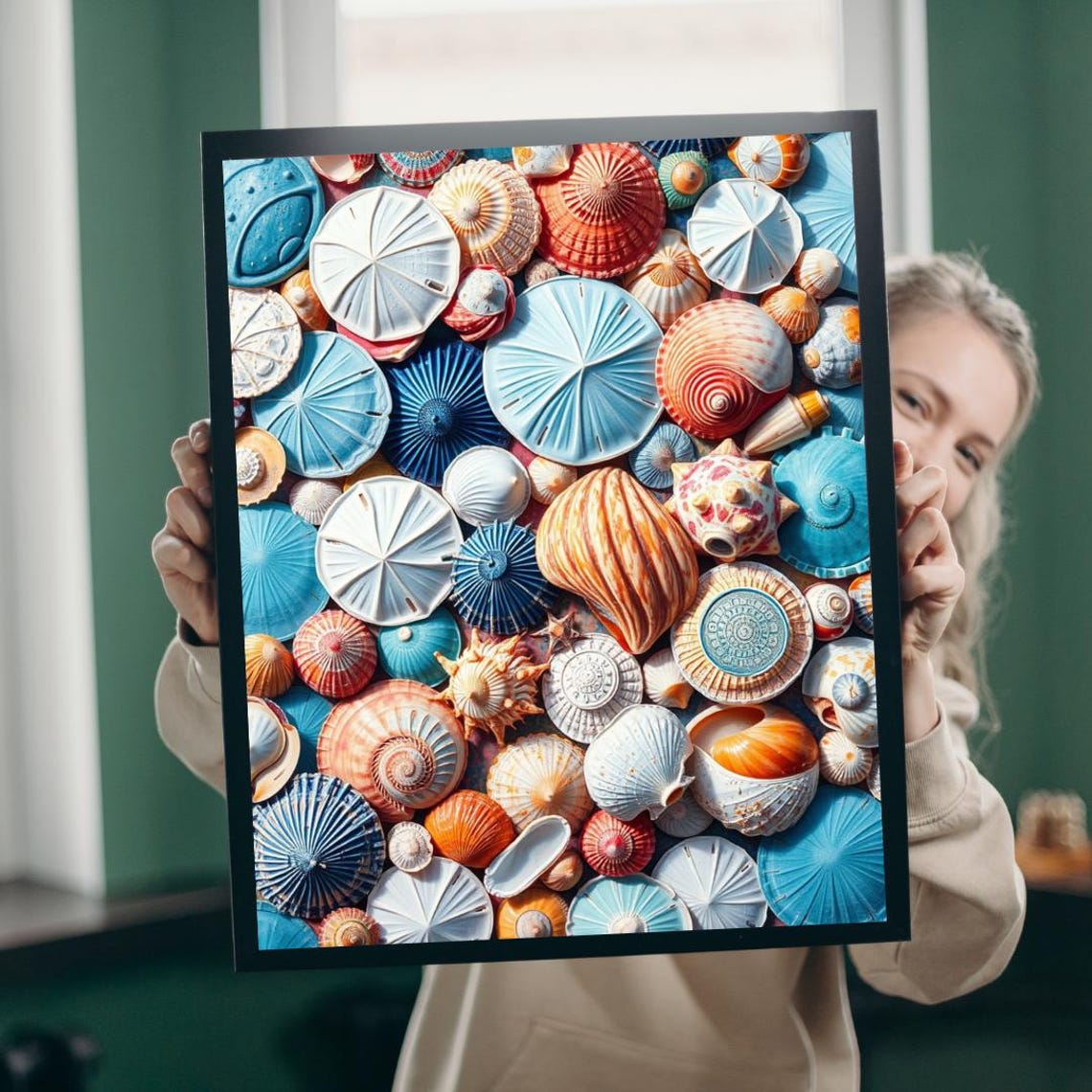 Colorful Seashell Collage Beach Coastal Summer Wall Decor Poster