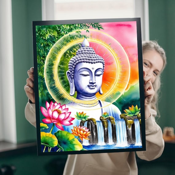 Buddha Statue Jigsaw Puzzle Flower Zen Art