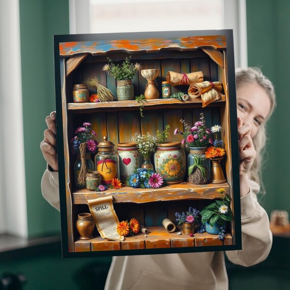 Stitchleaf Spell Shelf Jigsaw Puzzle Cozy Cottage Folk Art Game