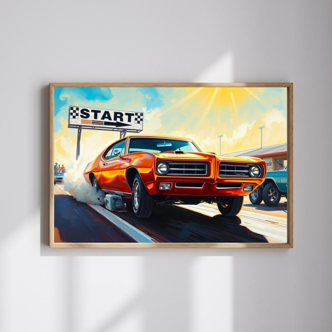 1969 Gto Muscle Car Poster Print, Drag Race Scene