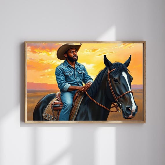 Black Cowboy Jigsaw Puzzle African Art Family Game