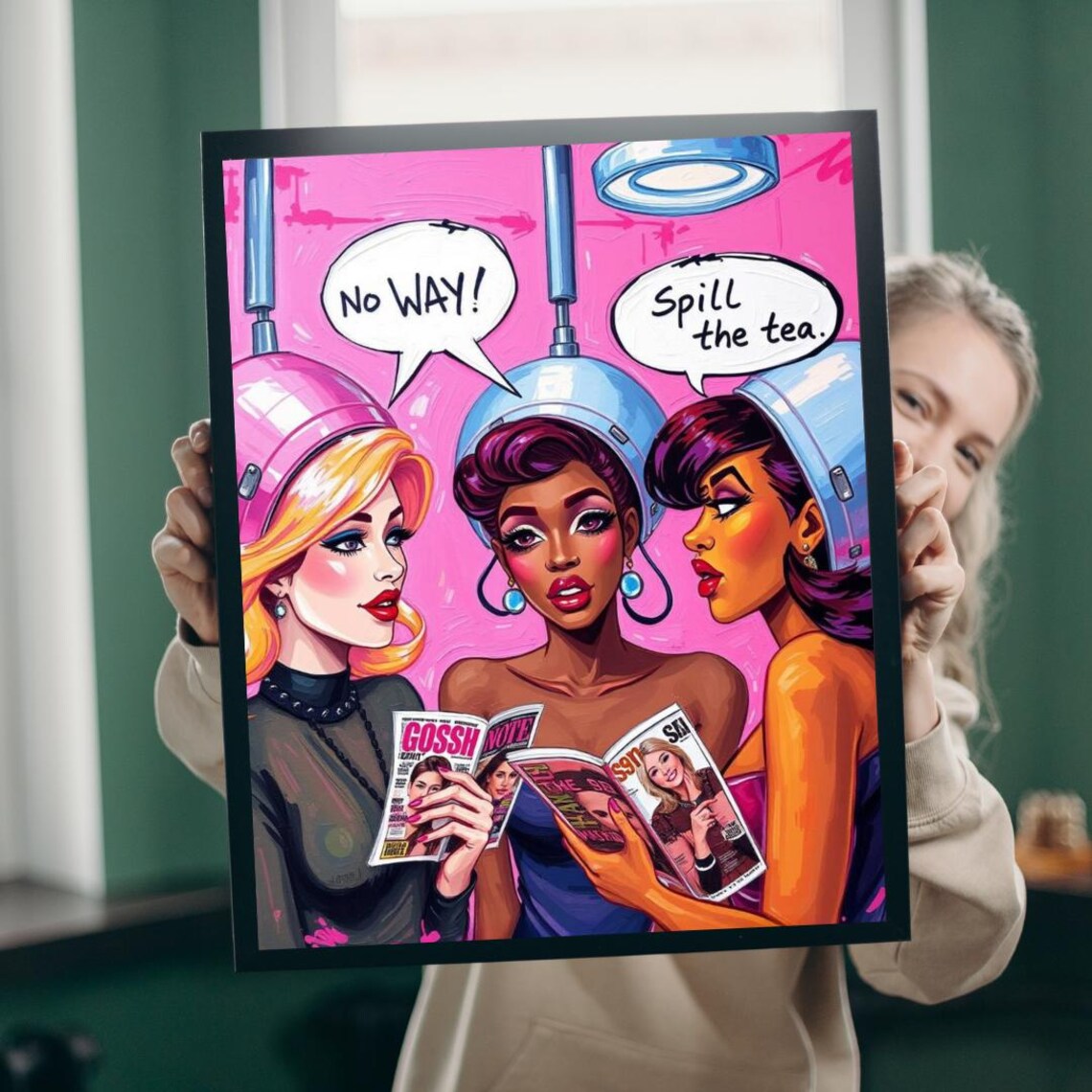 Spill The Tea Retro Salon Pop Art Gossip Girls Gift Piece Poster