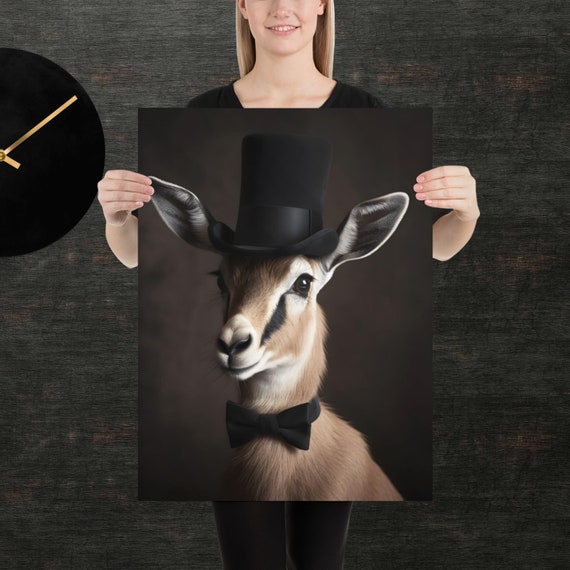 Tophat Gazelle Cute Animal Poster Fancy Portrait Unique Art