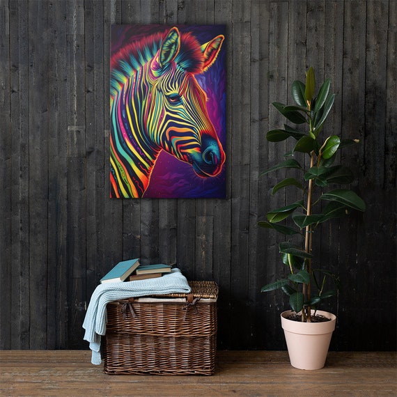 Colorful Zebra Canvas Art Poster Print