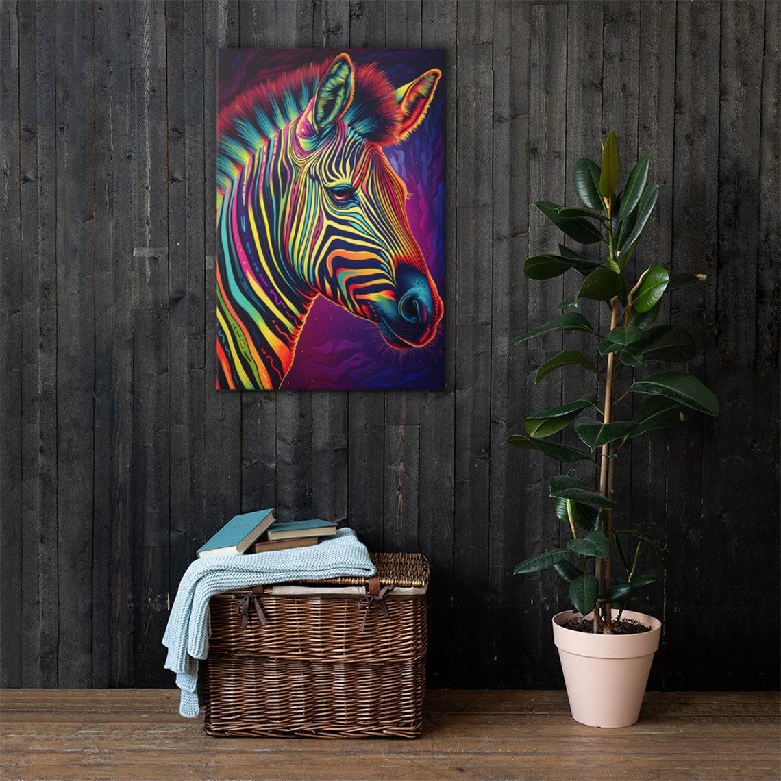 Colorful Zebra Canvas Art Poster Print