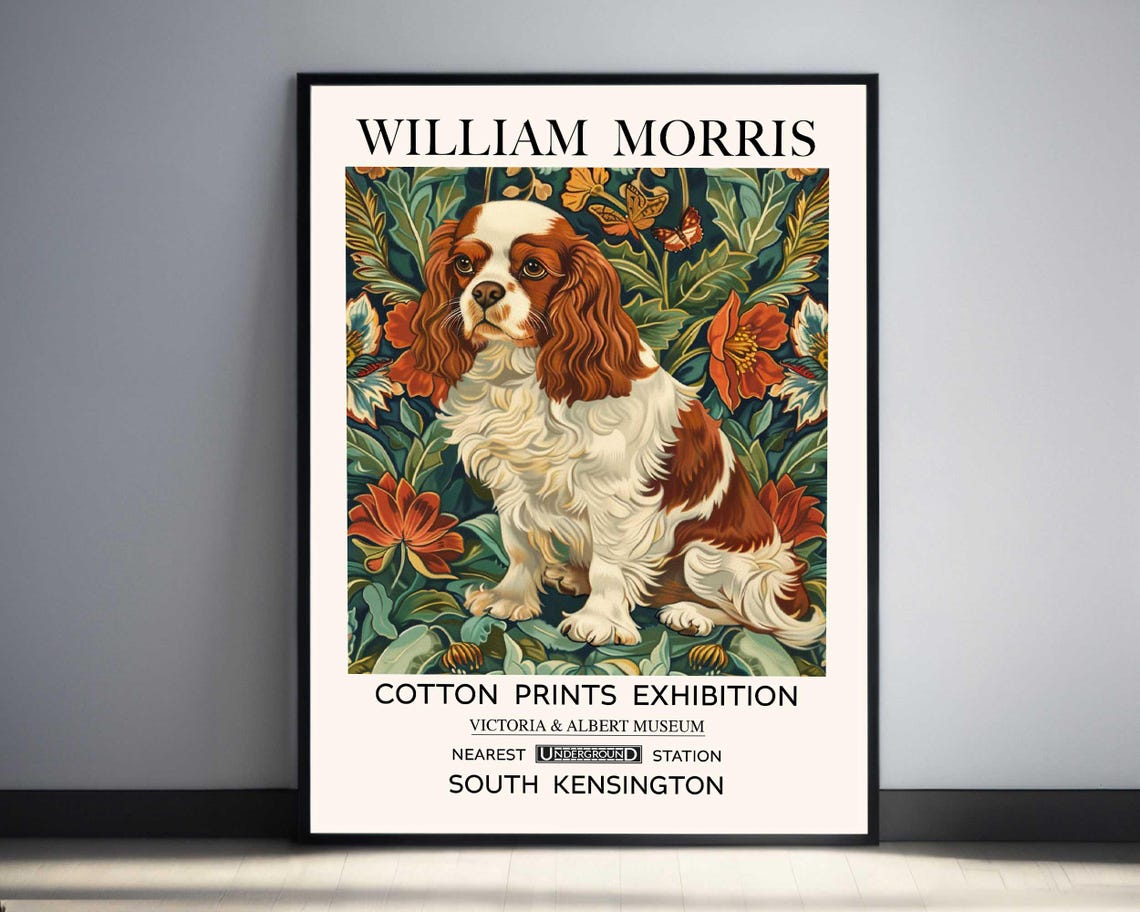 William Morris Cavalier King Charles Spaniel Exhibition Art Poster