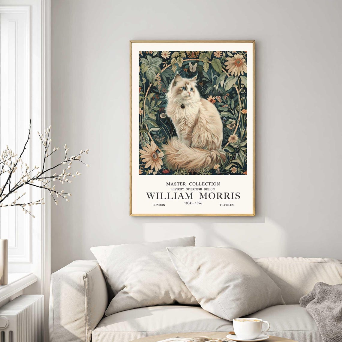 William Morris Long Haired Cat Botanical Master Collection Poster - Image 2