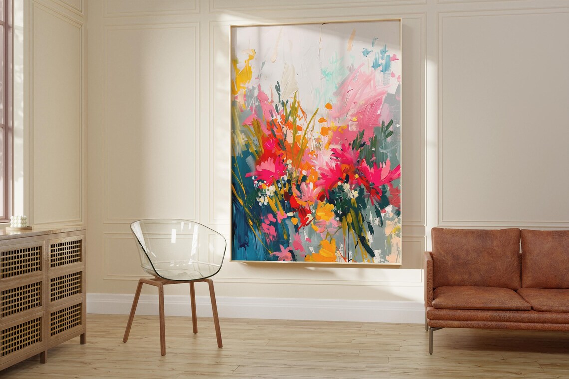 Lush Bloom Symphony, Minimalist Botanical Art Print - Image 2