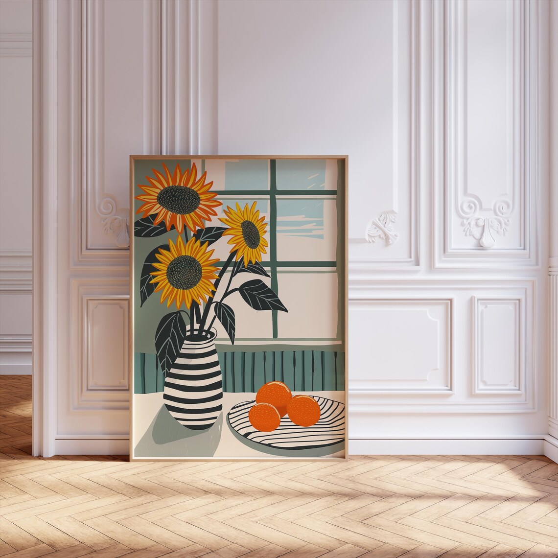 Minimalist Botanical Flower Art Print, Sunflower