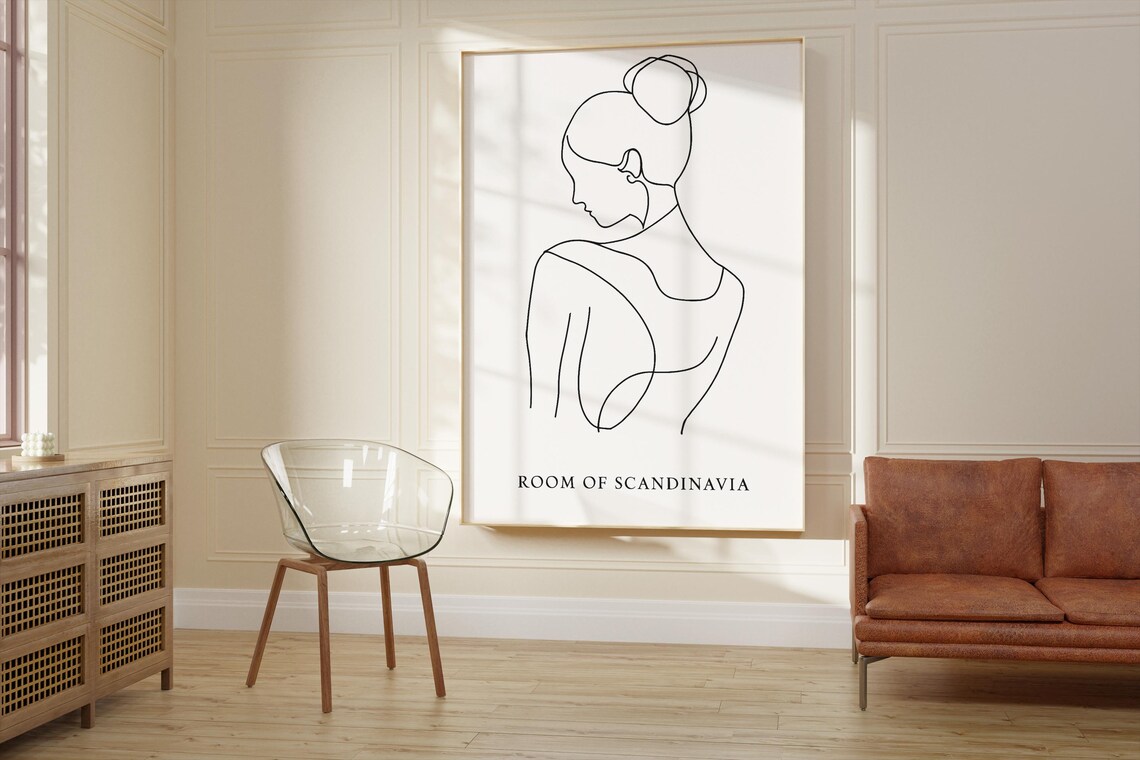 Minimalist Line Art - Female Silhouette Poster Print - Image 2