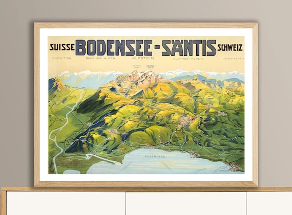 Bodensee Santis Suisse Vintage Travel Poster