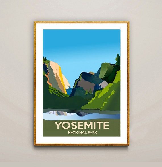 Yosemite National Park United States Travel Poster By Wall Arty Exclusive Design Yosemite Poster Wall Decor Gift Idea