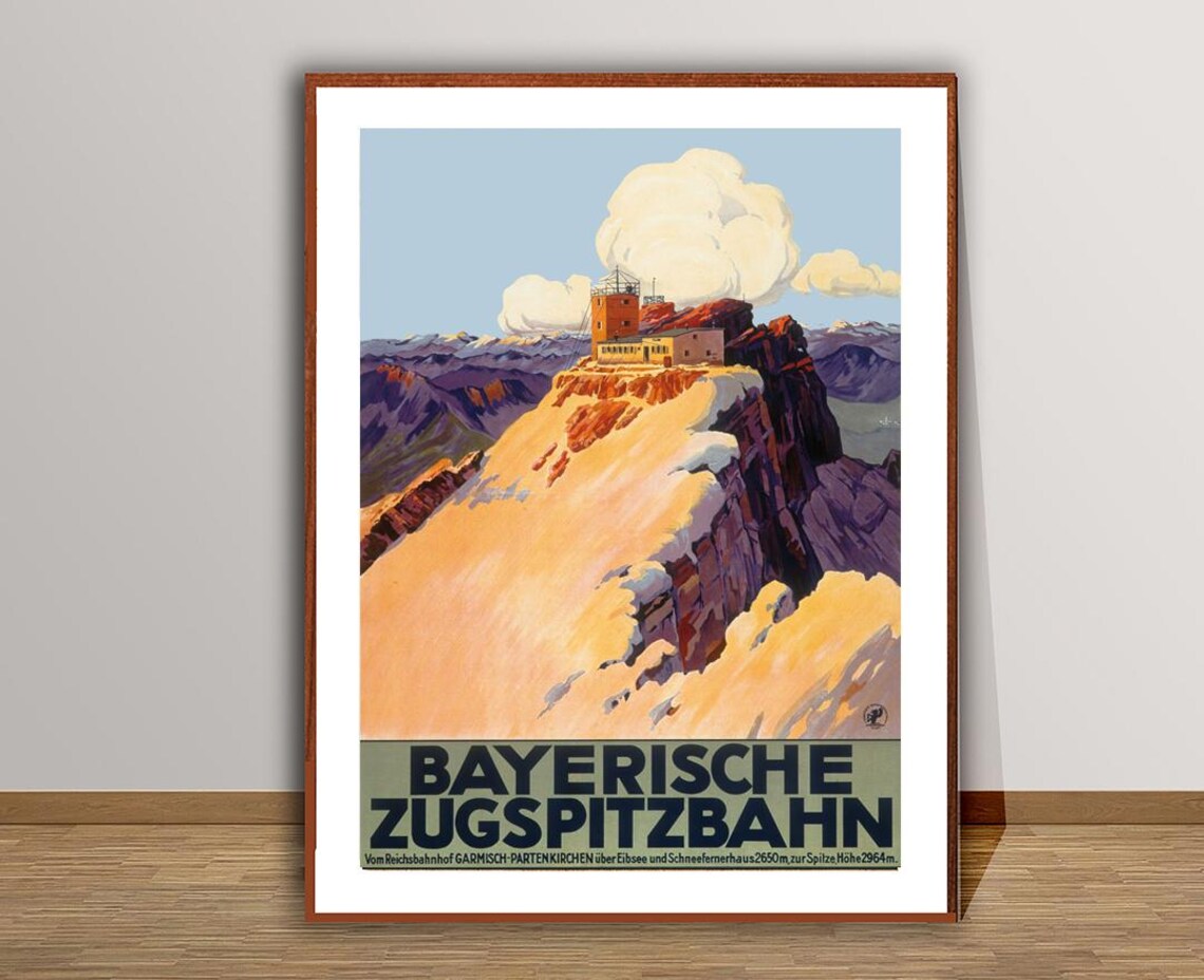 Bayerische Zugspitzbahn Garmisch Summit Bavarian Alps Vintage Poster - Image 2