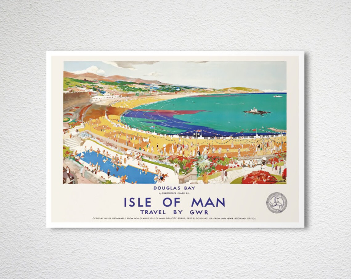 Douglas Bay Isle of Man Travel by GWR Vintage British Poster - Image 2