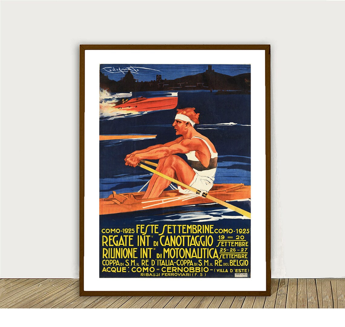 Como 1925 International Rowing Regatta Vintage Italian Poster - Image 2
