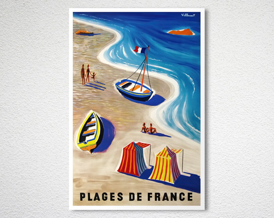 Plages de France Vintage French Seaside Beach Travel Poster Art - Image 2