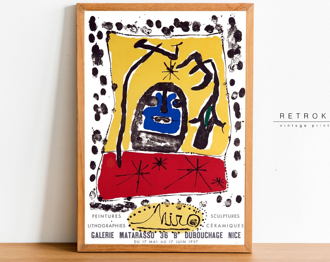 Joan Miro 1957 Nice Exhibition Abstract Surrealist Gallery Art Poster