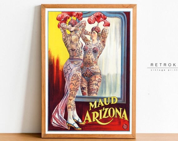 Maud Arizona Tattooed Lady Vintage Circus Sideshow Mirror Poster