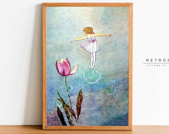 Ida Rentoul Outhwaite Bubble Fairy Dancing on Soap Bubble Nursery Print