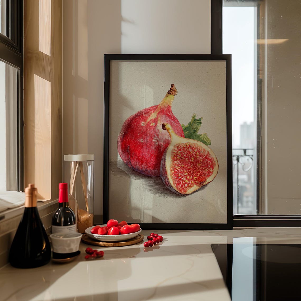 Red Fig Illustration Hand Drawn Fruit Botanical Kitchen Poster - Image 3
