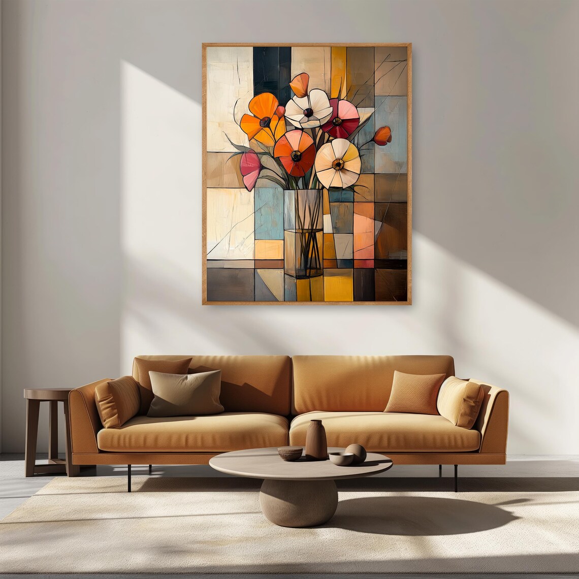 Cubist Poppy Bouquet In Glass Vase Abstract Floral Still Life Poster - Image 4