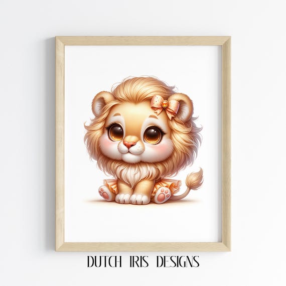 Cute Ballerina Baby Lion Print Adorable Nursery Wall Art Playful Animal Decor Kids Room Happy Illustration 228