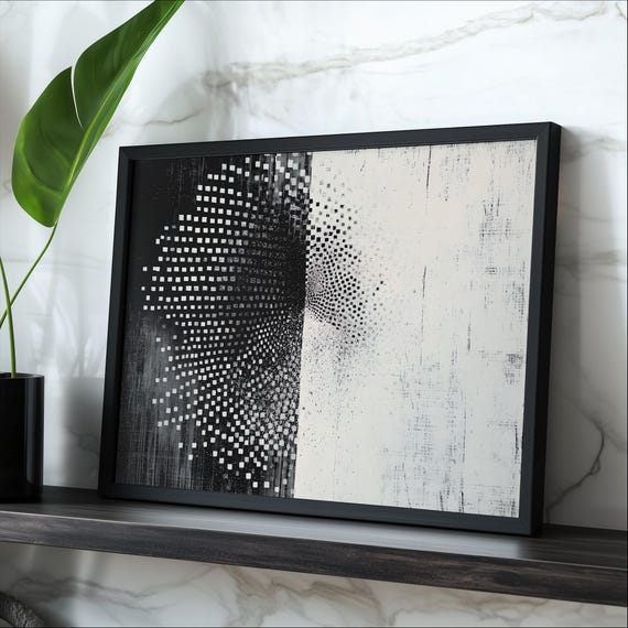 Bold Geometric Abstraction Black And White Particles Art Print