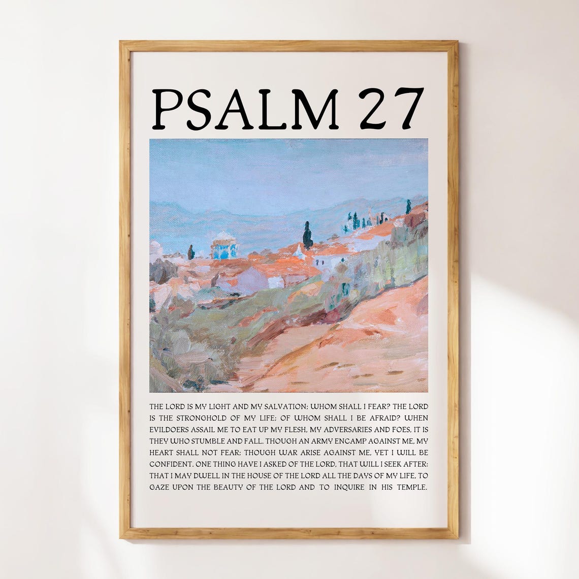 Psalm 27 The Lord Is My Light Hillside Village Landscape Poster - Image 3