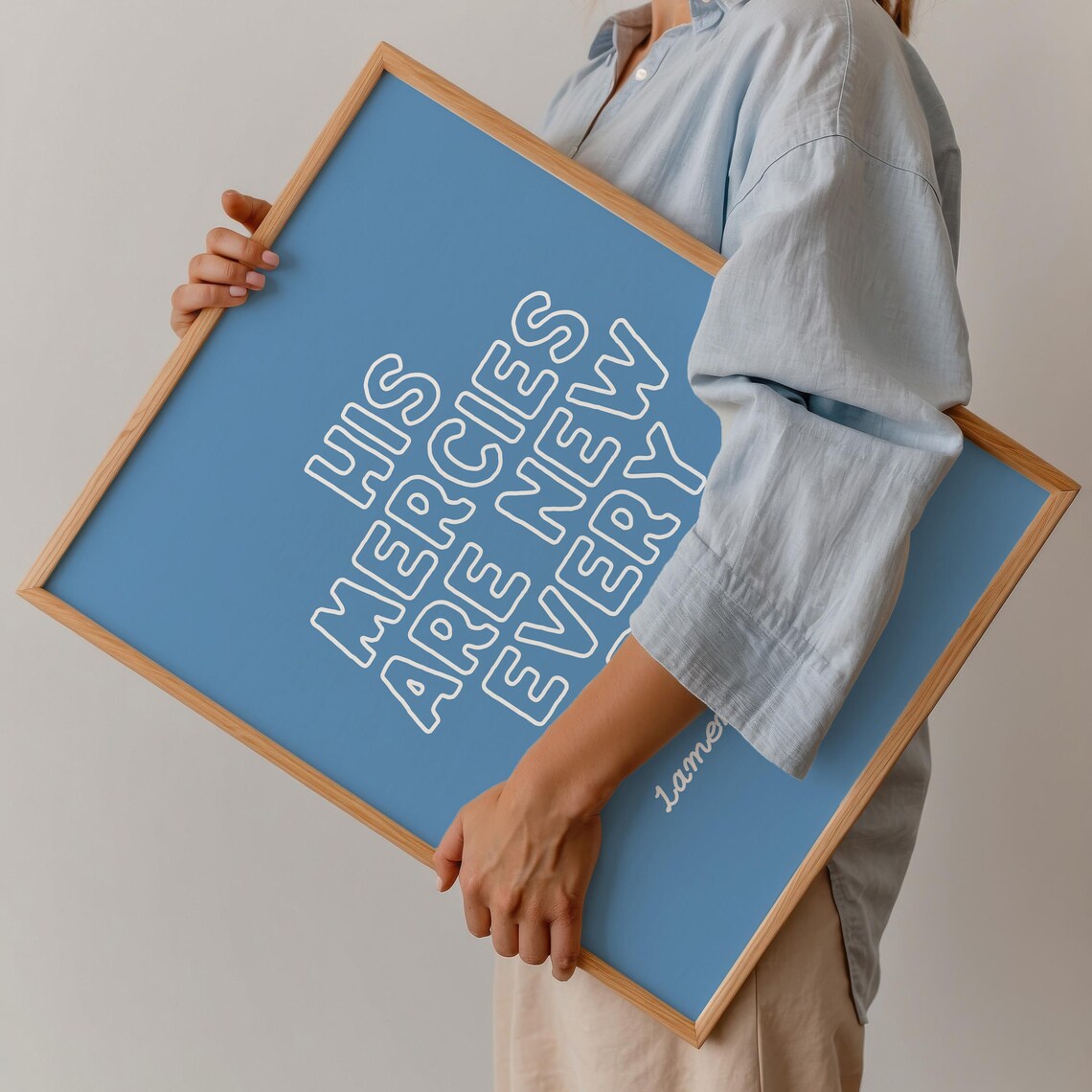 His Mercies Are New Every Morning Lamentations 3 23 Blue Playful Poster - Image 2