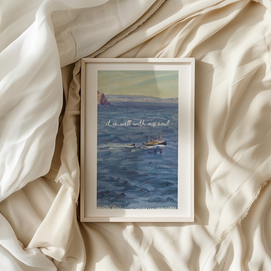 It Is Well Coastal Christian Bible Verse Art Print - Image 4