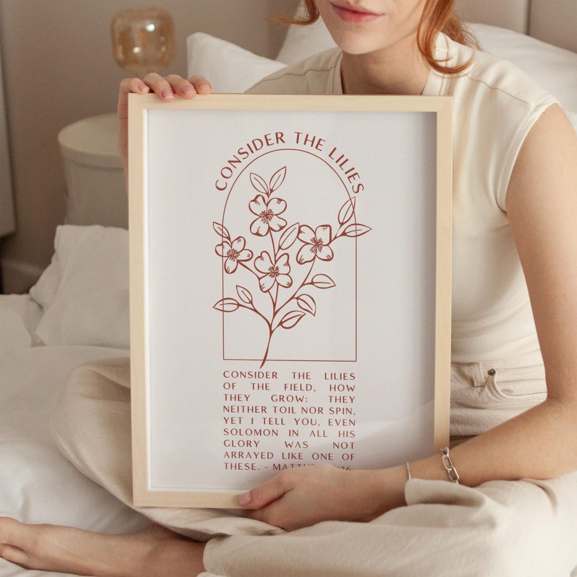 Consider The Lilies Matthew 6:26 Botanical Arch Scripture Poster - Image 3