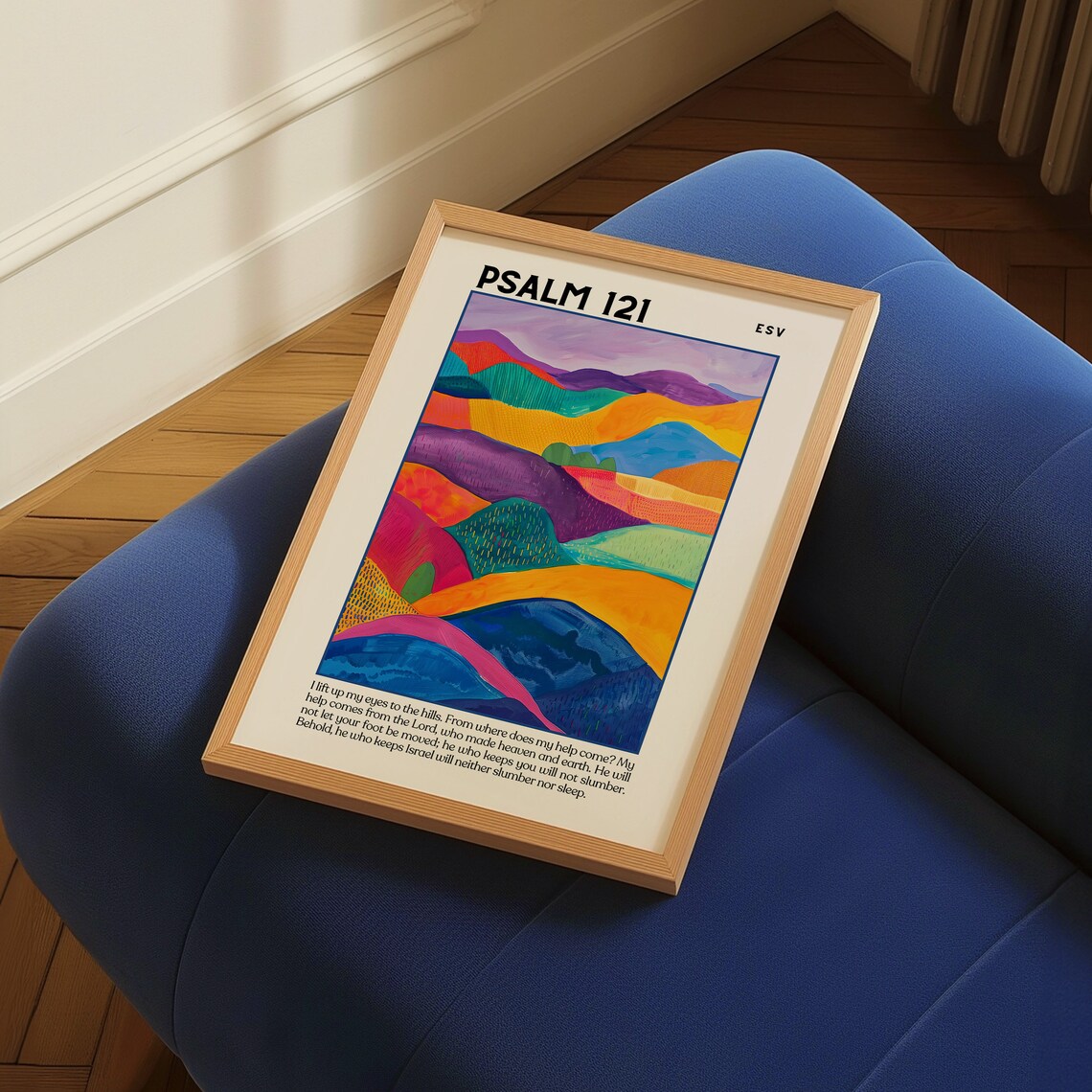 Psalm 121 ESV I Lift Up My Eyes Colorful Abstract Hills Bible Poster - Image 4