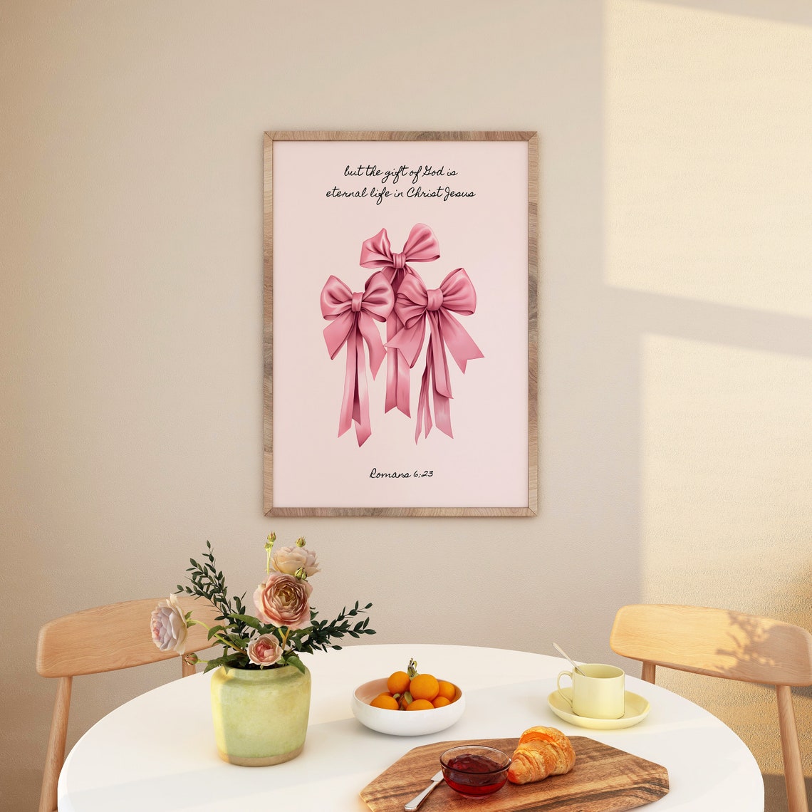 Gift Of God Is Eternal Life Romans 6:23 Pink Bow Coquette Poster - Image 3